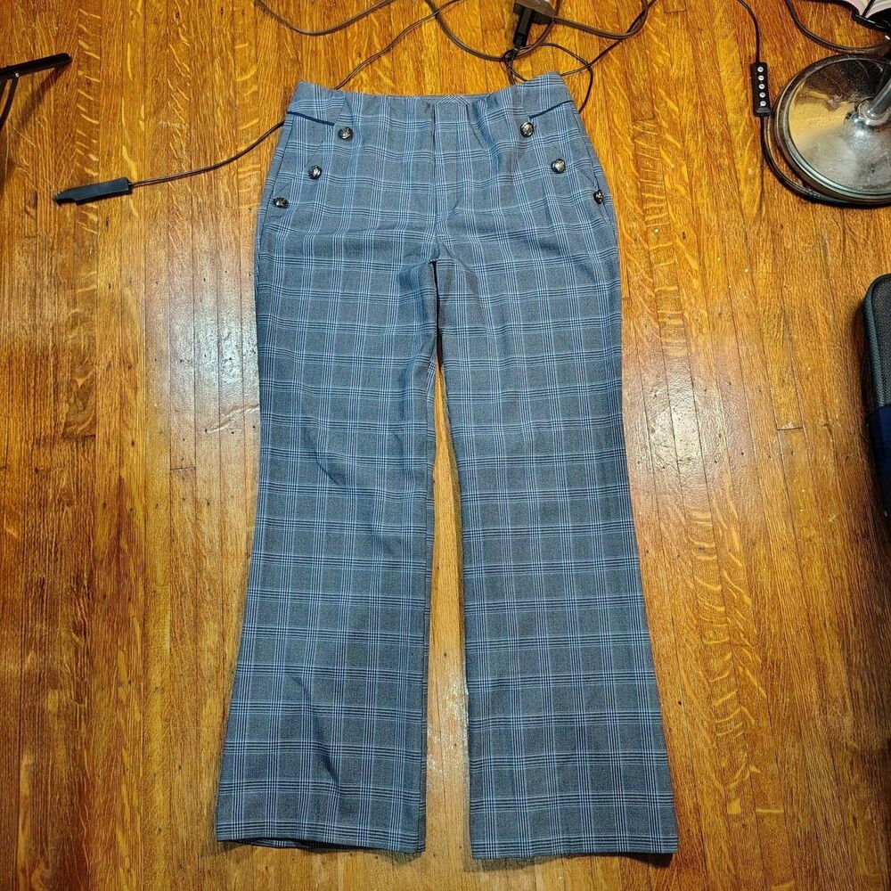 Y2K Blue Plaid Skater Wide Leg Office Siren Academia Wmns Pants/T567
